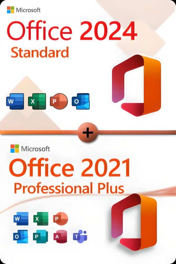 Microsoft Office 2024 Standard + Microsoft Office 2021 Professional Plus license for 3 devices