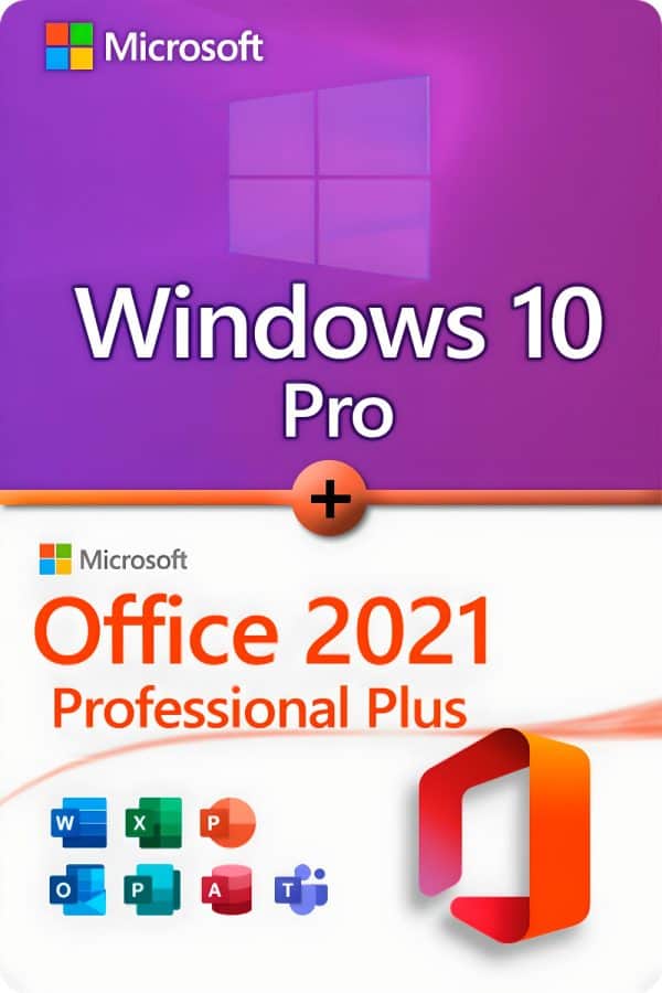 Microsoft Windows 10 Professional + Microsoft Office 2021 Professional Plus License for 3 devices