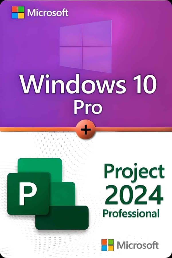 Microsoft Windows 10 Professional + Microsoft Project 2024 Professional License for 3 devices