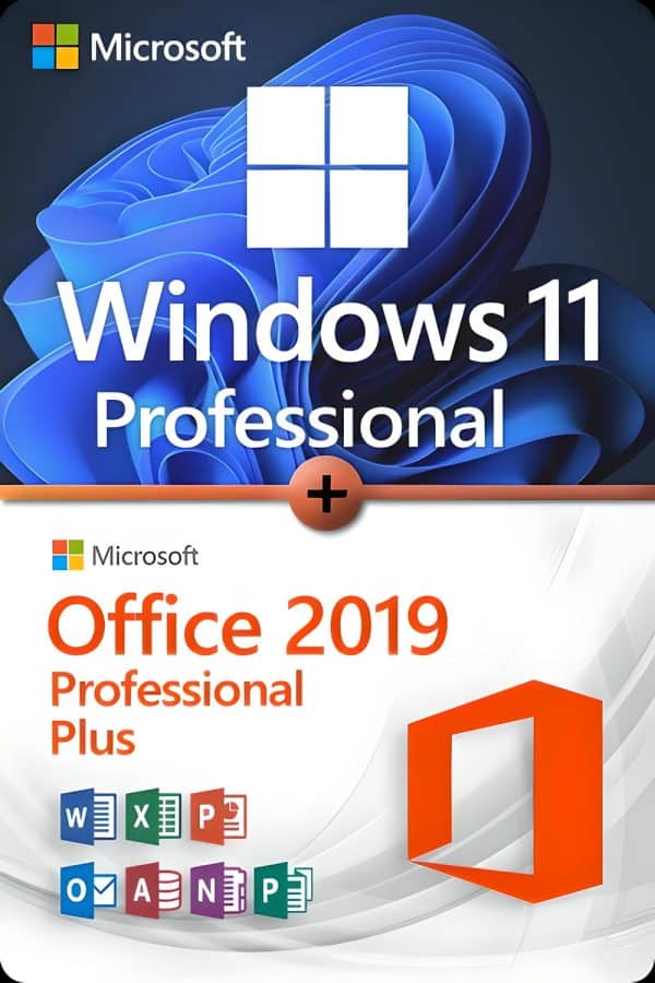 Microsoft Windows 11 Professional + Microsoft Office 2019 Professional Plus License for 3 devices