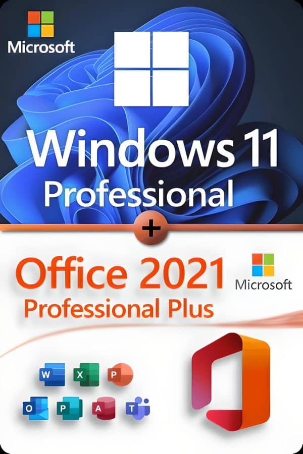 Microsoft Windows 11 Professional + Microsoft Office 2021 Professional Plus License for 3 devices