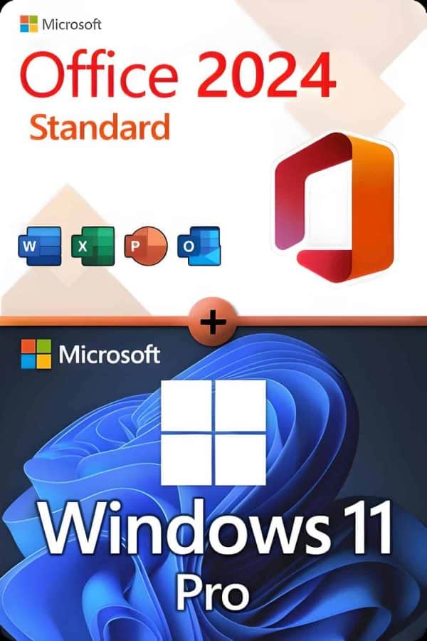Microsoft Office 2024 Standard + Microsoft Windows 11 Professional License for 3 devices